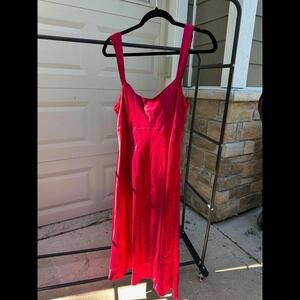 Ann Taylor Womens Red Sleeveless V-Neck Midi Dress Size 14